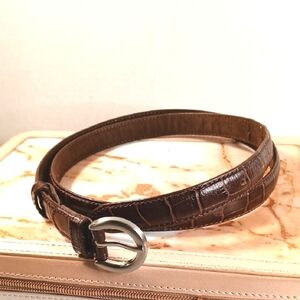 Amanda Smith Brown Snake Embossed Skinny Belt XL